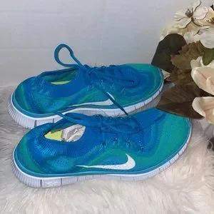 Nike | Shoes | Nike Free Flyknit Sz 7 In Neo Turquoisewhiteatomic